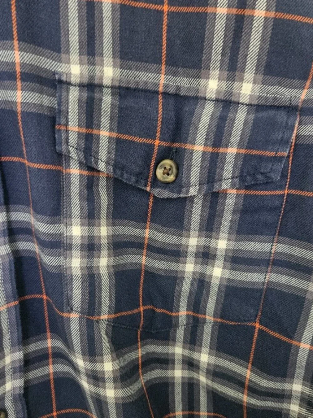 J Crew Men's Work Shirt Blue Orange Plaid Button Down Long Sleeve Cotton Size M